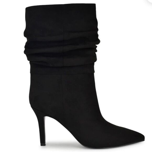 Nine West Gorgeous 8 Black suede High Heel Heeled Ankle Elegant Dress Booties Bo - Picture 1 of 12